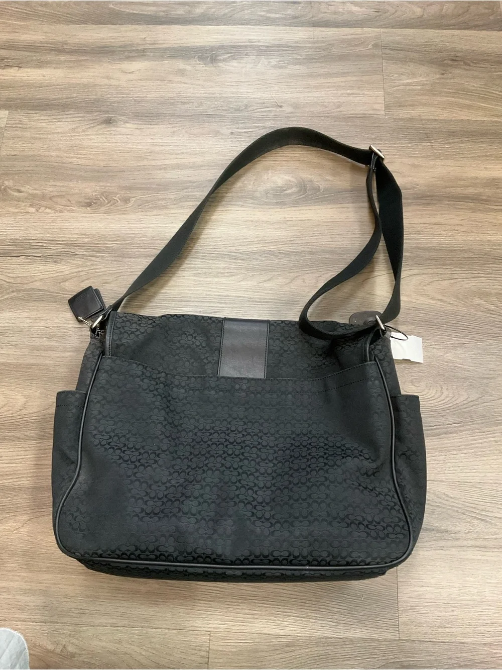Coach Black Signature Canvas and Leather-Trim Messenger Bag